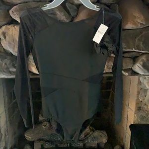 Black mesh sleeve Leotard